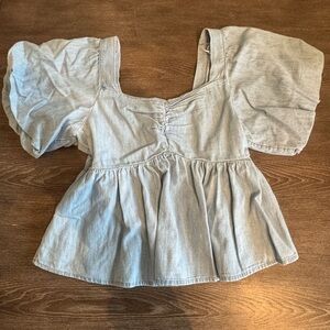 Light Blue Puff Sleeve Top